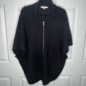 The Cashmere Project 100% Cashmere Full Zip Cable Knit Poncho